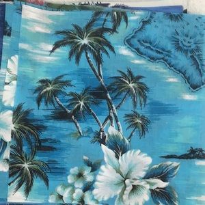 assorted Hawaiian fabric squares7x7” Photo is what is included ,total 68 squares